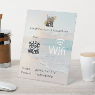Strand Wifi Netwerkdetails met QR Code Logo Reclamebord Met Voetstuk