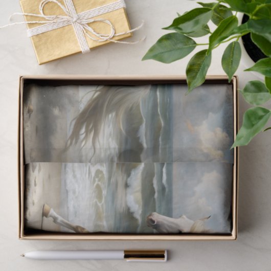 Strand Witte Paard Decoupage Tissuepapier (Geschenk)