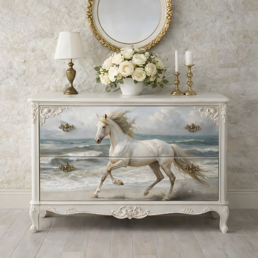 Strand Witte Paard Decoupage Tissuepapier