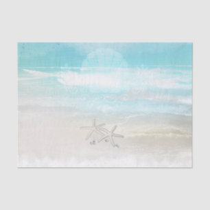 Strand Witte Zeester Elegante Zomer Bruiloft Tissuepapier