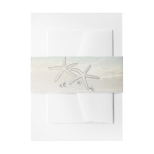 Strand Witte Zeester Elegante Zomer Bruiloft Uitnodigingen Wikkel