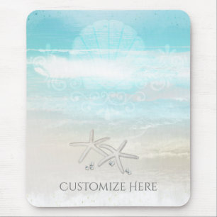 Strand Witte Zeester Elegante Zomer Chic Tropisch Muismat