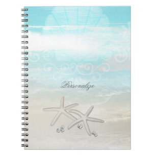 Strand Witte Zeester Elegante Zomer Chic Tropisch Notitieboek