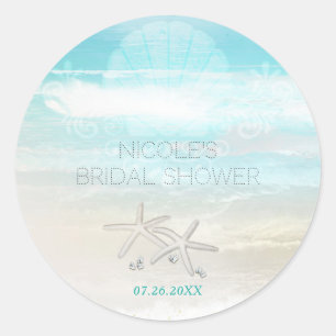 Strand Witte Zeester Elegante Zomer Feest Favor Ronde Sticker