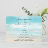 Strand Witte Zeester Elegante Zomer Huwelijk Kaart (Staand voorkant)