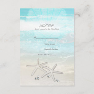 Strand Witte Zeester Elegante Zomer RSVP Kaart