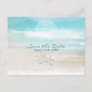 Strand Witte Zeester Elegante Zomer Save the Date Aankondigingskaart