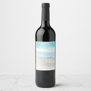 Strand Witte Zeester Elegante Zomer Wijnlabels Wijn Etiket