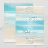 Strand Witte Zeester Zomer Trouwtafel Nummers Kaart (Voorkant / Achterkant)