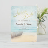 Strand Zand Boot Vuurtoren Bewaar De Datum Save The Date (Staand voorkant)