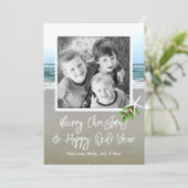 Strand Zand Foto Kerst Kaart (Staand voorkant)