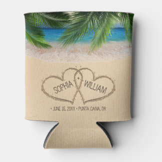 Strand Zand Harten Palm Bruiloft Tropisch Blikjeskoeler