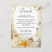 Strand Zand Kasteel Bruiloft Details Informatiekaartje (Voorkant)