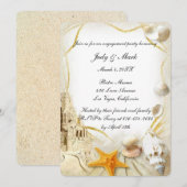 Strand Zand Kasteel Bruiloft Verlovingsfeest Kaart (Voorkant / Achterkant)