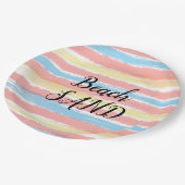 Strand Zand Roze Geel Blauw Waterverf Papieren Bordje (Gekanteld)