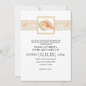 Strand Zand Streep Conch Shell Elegante Bruiloften Kaart (Voorkant)