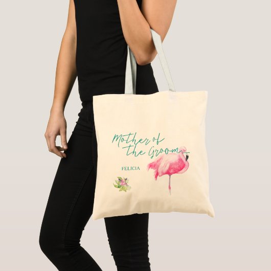 Strand zee flamingo bruiloft moeder van de bruideg tote bag (Voorkant (product))