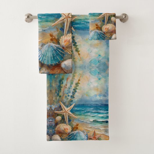 Strand Zee Nautical Zeeschelp Bad Handdoek (Insitu)