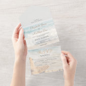 Strand Zee/Oceanside bruiloft All In One Uitnodiging (Afscheurbaar)