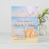 Strand,Zee ster, Zee schelp Sla de datum op Save The Date (Staand voorkant)
