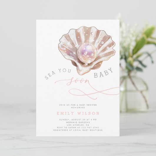 Strand Zee U binnenkort Baby shower Kaart (Staand voorkant)