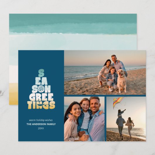 Strand Zeeen en groeten Feestdagenkaart (Voorkant / Achterkant)