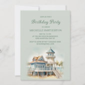 Strand Zeekot Huis Palmboom Verjaardag Kaart (Voorkant)