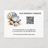 Strand zeeschelpen iriserend online QR code rsvp Informatiekaartje (Voorkant)