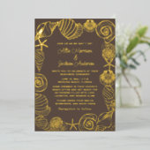 Strand Zeeschelpen Zand Seaside Bruiloft Folie Feestdagenkaart (Staand Voorkant)