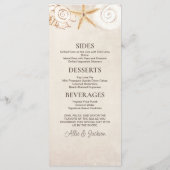 Strand Zeeschelpen Zand Seaside Bruiloft Receptie Menu (Achterkant)