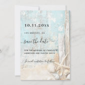 Strand zeester drijfhout bruiloft save the date (Voorkant)