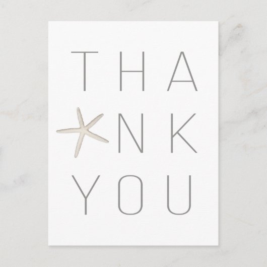 Strand Zeester Wit Minimaal Elegant Dank u Briefkaart (Voorkant)