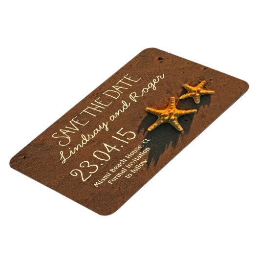 strand zeesterren paar opslaan de datum magneten (Linkerzijde)