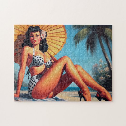 Strand Zomer Classic Pin Up Legpuzzel (Horizontaal)