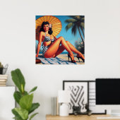 Strand Zomer Classic Pin Up Poster (Thuiskantoor)