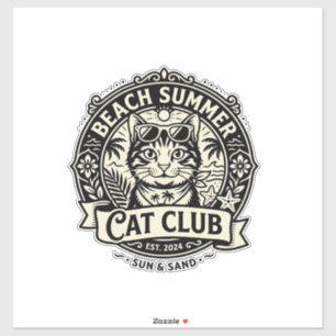Strand Zomer Kat Grappige Kat Grafisch - Strand Zo Sticker