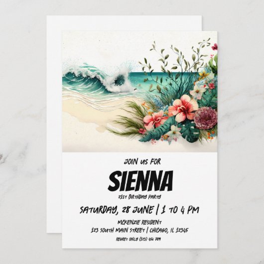 Strand Zomer Party uitnodiging (Voorkant / Achterkant)