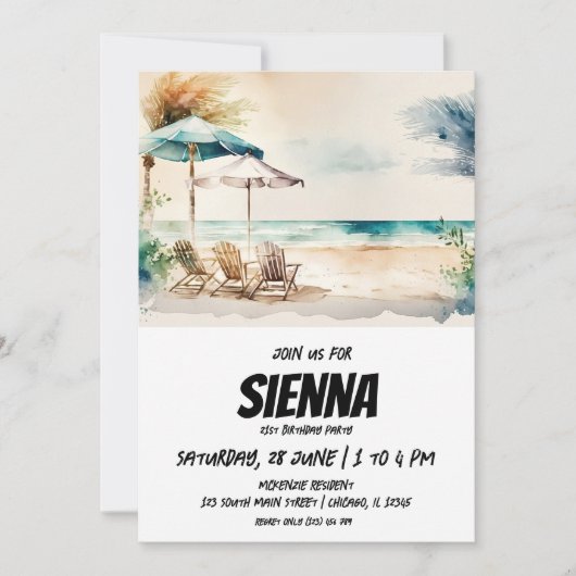 Strand Zomer Party uitnodiging (Voorkant)