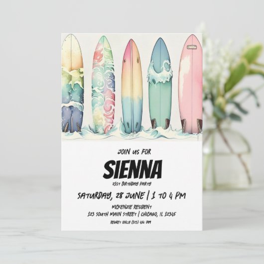 Strand Zomer Party uitnodiging (Staand voorkant)