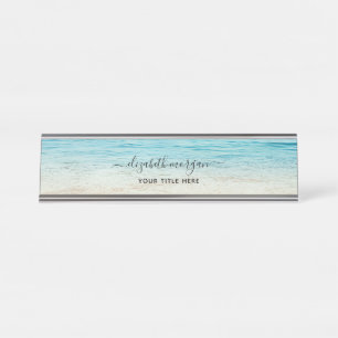 Strand Zomer Persoonlijke Aqua Blauwe Oceaan Elega Bureau Naambordje