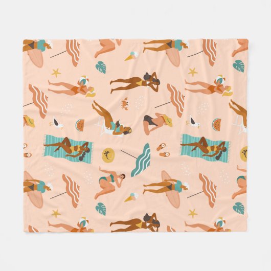 Strand zonnebaders patroon fleece deken (Voorkant (Horizontaal))