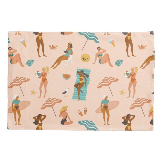 Strand zonnebaders patroon kussensloop (Achterkant-Links)