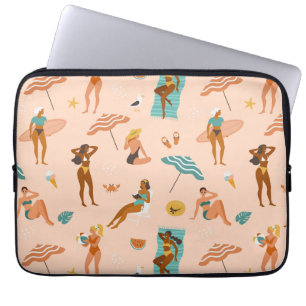 Strand zonnebaders patroon laptop sleeve