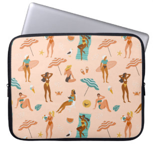 Strand zonnebaders patroon laptop sleeve