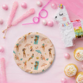 Strand zonnebaders patroon papieren bordje (Feest)