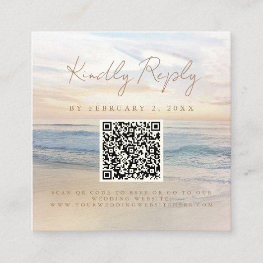Strand Zonsondergang Aan Zee Bruiloft Scan Code RS Informatiekaartje (Voorkant)