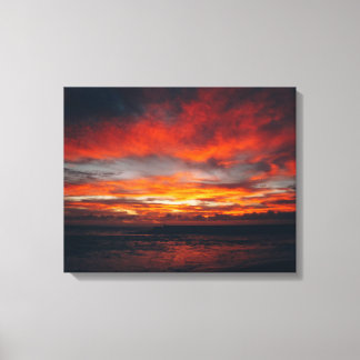 Strand zonsondergang afbeelding op canvas afdruk