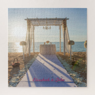 Strand Zonsondergang Arbor Bloemen Legpuzzel