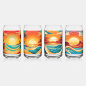Strand zonsondergang Drinkware Set Blikvorm Glas (Achterkant)