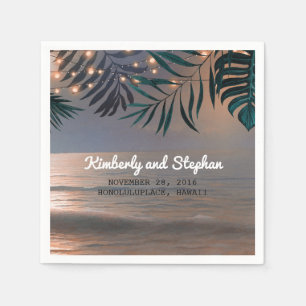 Strand Zonsondergang en Palmen Lichten Bestemming  Servet